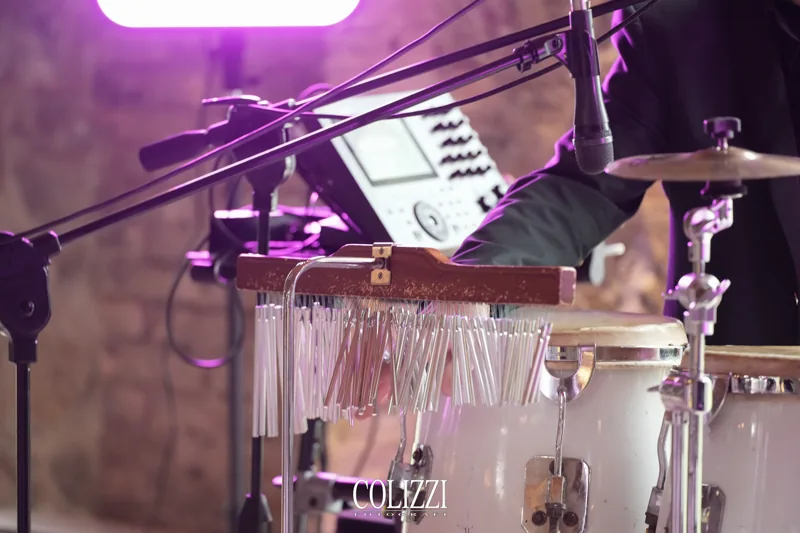 Dettaglio dei chimes nel set di percussioni